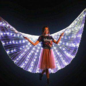 Women White Illuminated‎ Veil Angel Wings